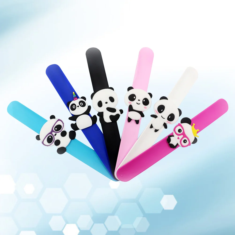 

6 Pcs Colorful Bracelet Slap Bands Fidget Kids European American Silicone Bracelets Child