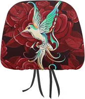 hummingbird and red rose funny cover for car seat headrest protector covers print interior accessories decorative