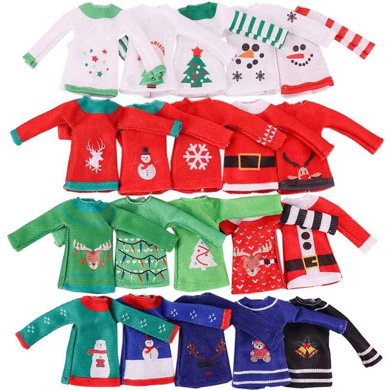 

Simulation Christmas Doll Sweater For Christmas Bookshelf Elf Doll DIY Decor Accessories Christmas Elf Doll Sweater