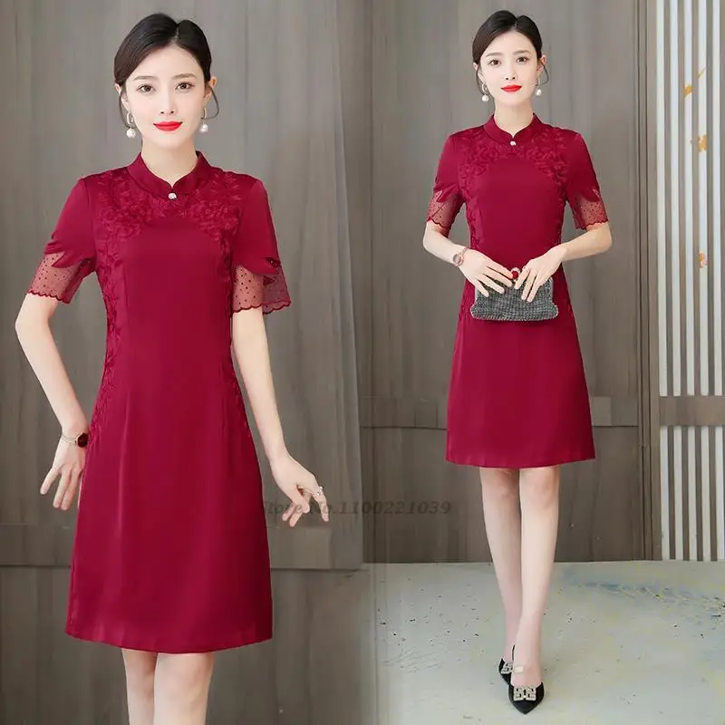 

2023 chinese dress traditional flower chiffon dress qipao women cheongsams elegant party dress oriental wedding qipao dress