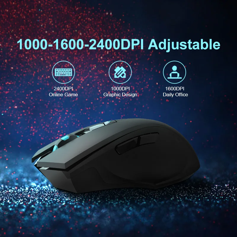 MAIBENBEN Dark Shark Беспроводная игровая мышь 6 кнопок 2.4GHz 1000/1600/2400 DPI Эргономичная