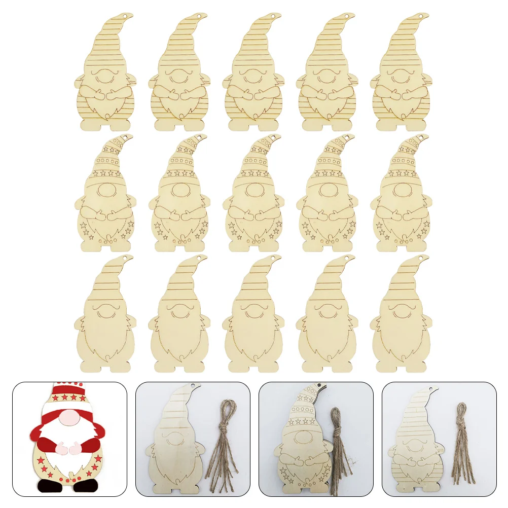 30 Pcs Christmas Decoration Wood Chips Unfinished Wooden Cutouts Pendant Unpainted Slices Convenient Gnome Gnome-shape