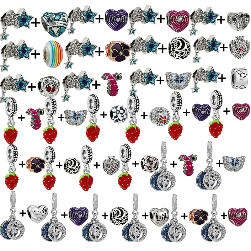 2 шт./лот сверкающие бусины-подвески со звездой и деревом жизни клубникой