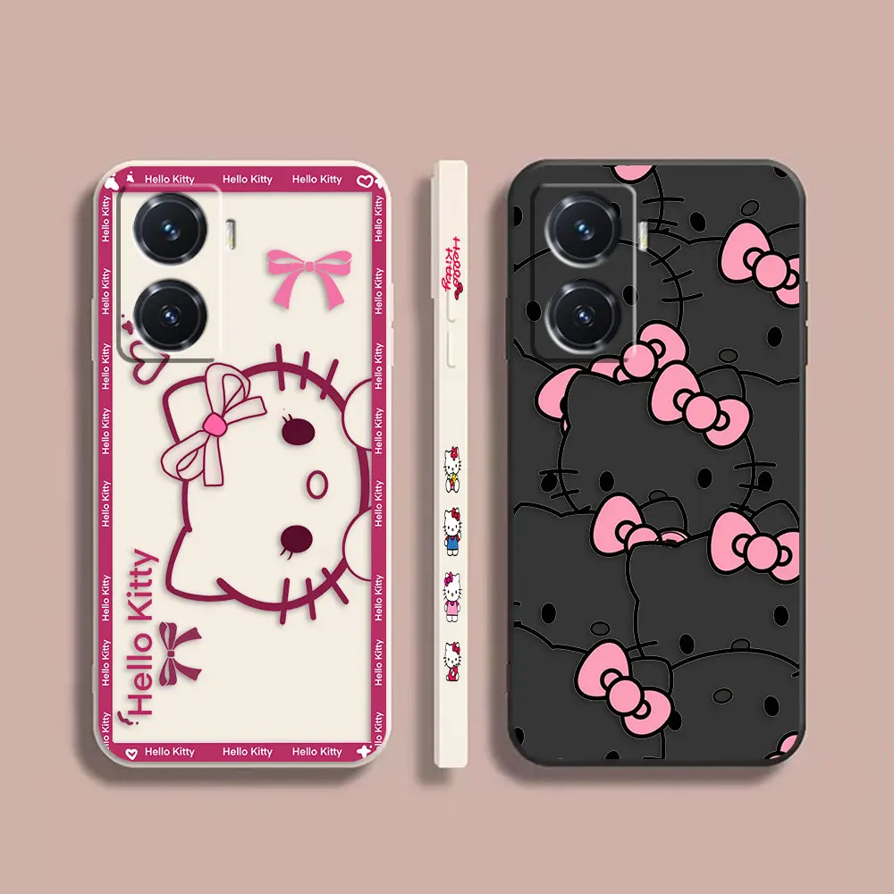 

Case For VIVO Y55S Y31 Y55 Y35 Y51S Y73S 5G Y83 Y93 Z3 Z5X Z6 Colour Simple Liquid Silicone Case Pink Hello K-Kitty