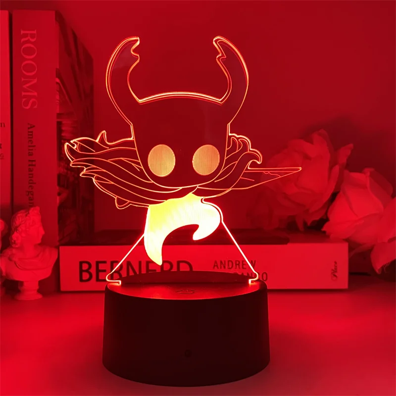 

Game Hollow Knight LOGO 3D Night Light Cute Bedroom Decor Creative Birthday Colorful LED Lamp Gamer Gift PC Gaming Setup