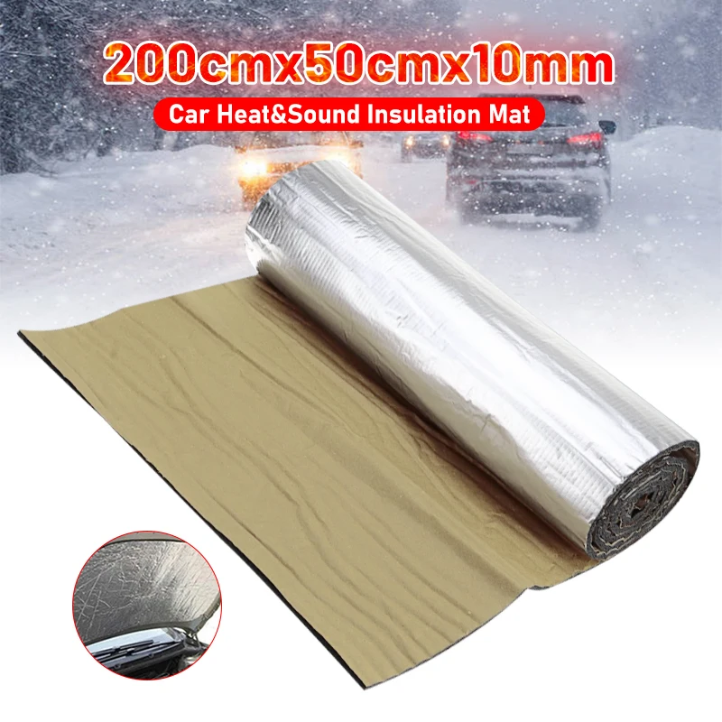 

200x50cm Car Sound Deadener Mat Thicken Noise Heat Deadening Soundproof Dampening Foam Mat 10mm For Auto Hood Engine Door