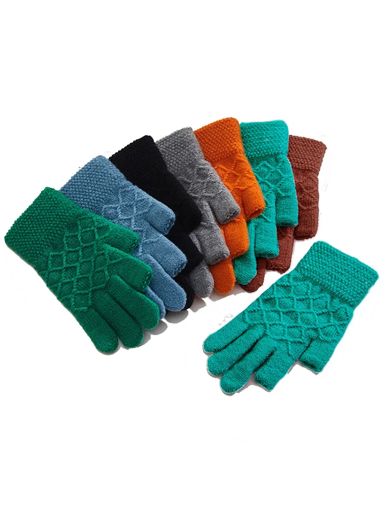 

LJCUIYAO Unisex Knitted Woolen Touch Screen Glove Solid Color Half Finger Glove Wool Warm Thicken Cycling Gloves Accessories