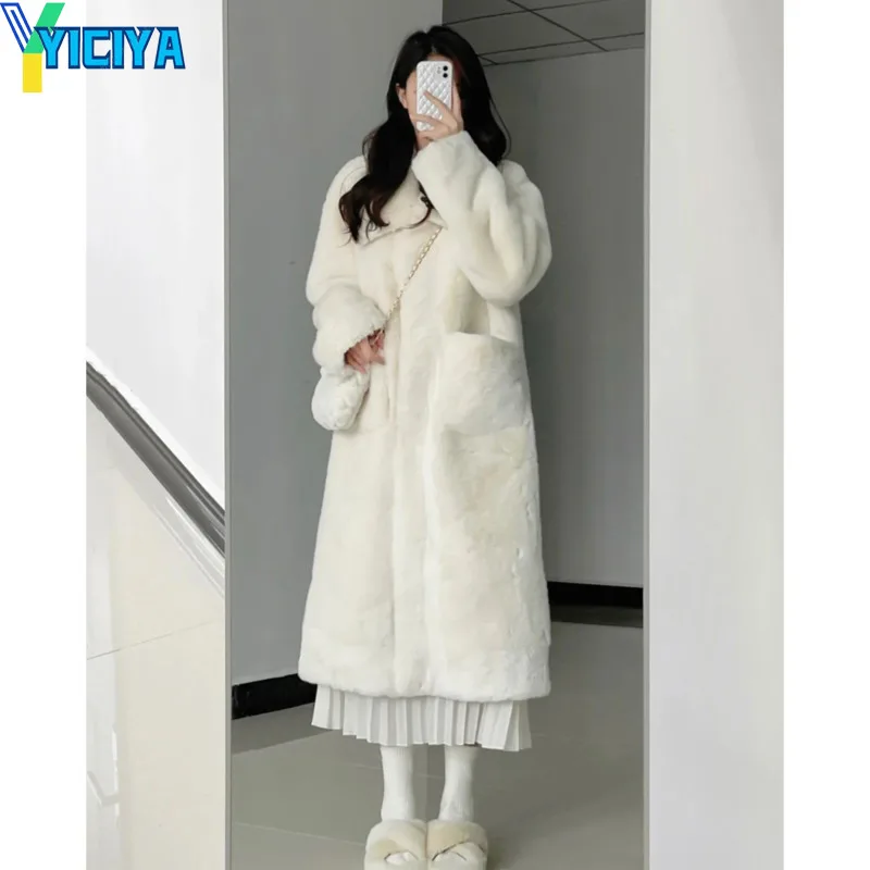 

YICIYA Turn Down Collar Wool Coats Women trench coats warm Korean fashion high street Winter coat for women Vintage outerwears