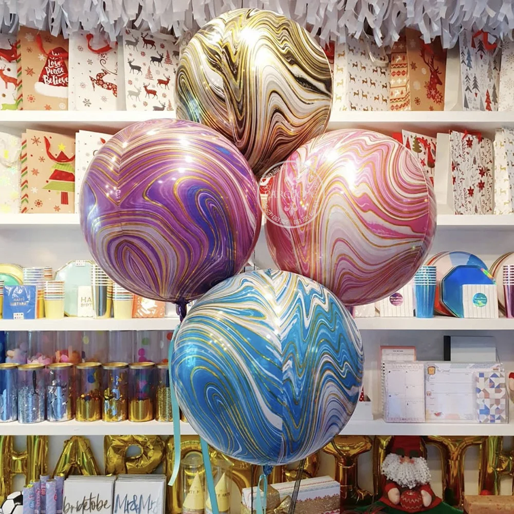 

New Style 22Inch 4D Agate Color Marble Aluminum Foil Balloons Wedding Birthday Party Decoration Balloon Color Cloud Foil Balloon