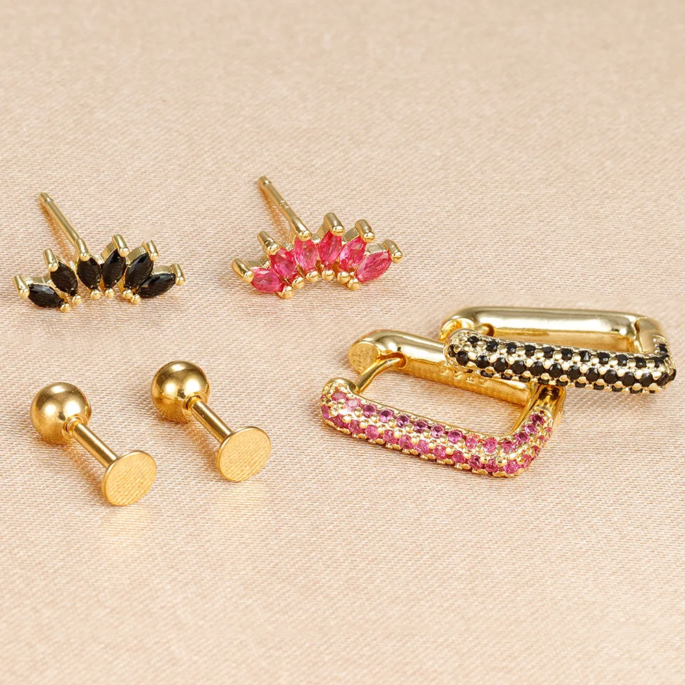 3 шт. модные геометрические U-образные серьги-гвоздики универсальные