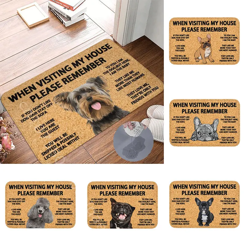 

Super Absorbent Mat Please Remember Yorkshire Terrier Dogs House Rules Doormat Kitchen Mats Anti-Slip Living Room Entrance Rug