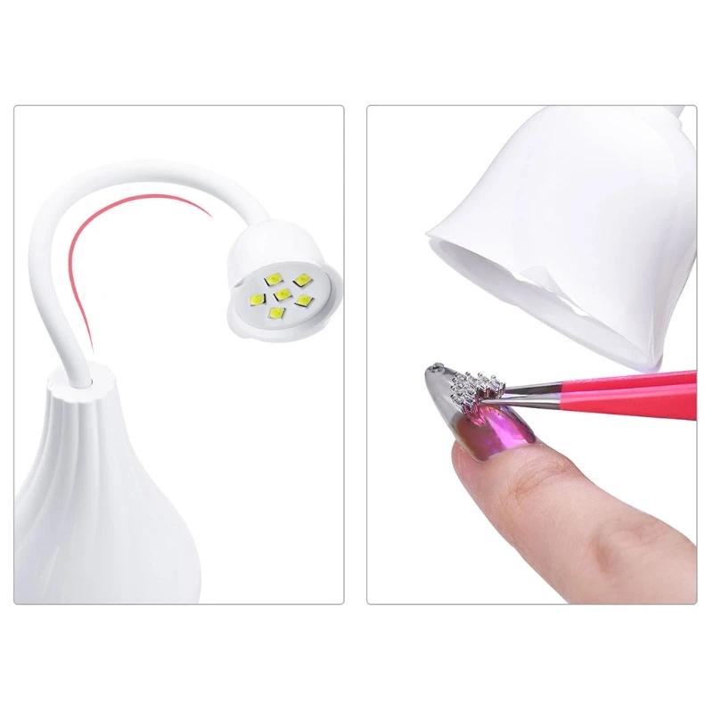 Мини светодиодная лампа для ногтей гель-лака с регулируемыми углами и открытой