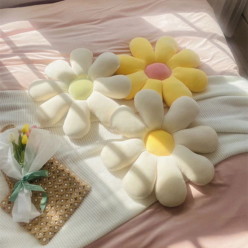 

Stuffed Six Petal Flower Cushion Sunflower Bay Window Tatami Bedroom Sofa Cushion Small Daisy Flower Pillow Girly Room Decor