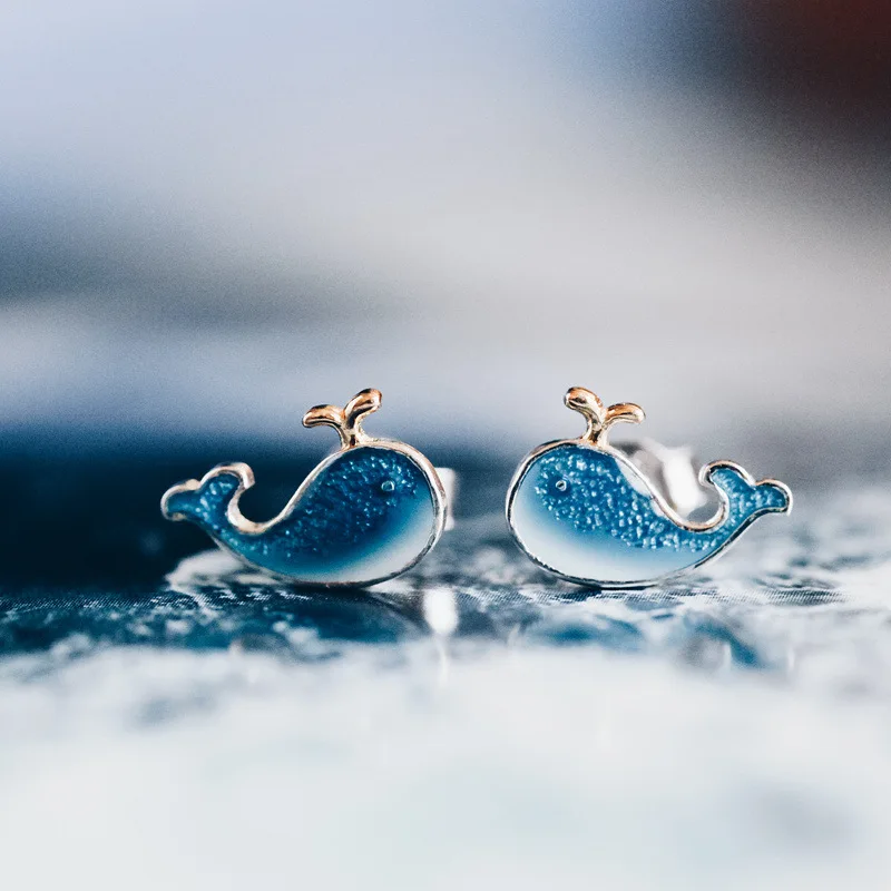 

High Quality Whale S925 Silver Earrings For Women Designer Luxury Aesthetic Vintage Ear Studs Crystal Korean Style Free Shipping
