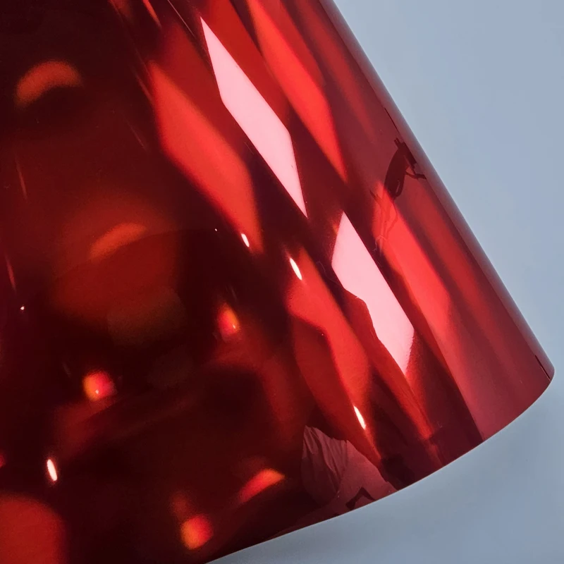 Голографическая красная виниловая оберточная пленка с высоким глянцем