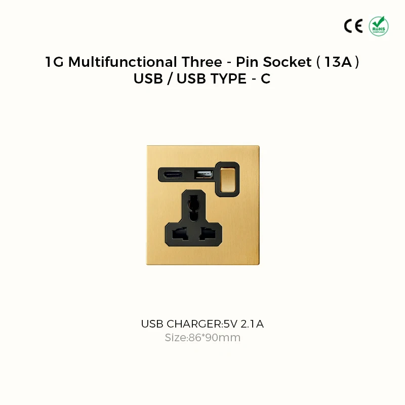 Avoir Gold Панельный настенный выключатель из нержавеющей стали Латунный рычажный тумблер 1-4 группы 2-позиционные выключатели света Настенная розетка с USB Type C выключатель света светильник настенный розетки электри