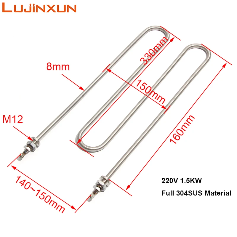 Фото LUJINXUN Все нагревательный элемент 304 SUS M12/M16 110 В/220 В/380 В M-типа, плита для лапши/пароварка для риса, электрическая трубка для нагрева воды, 1 шт. №2