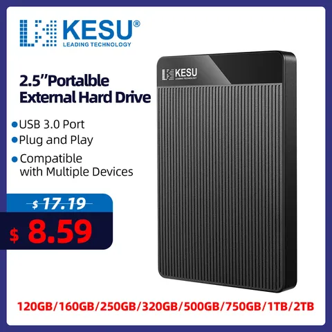 KESU Портативный внешний жесткий диск 500 ГБ/1 ТБ/2 ТБ HD памяти USB HDD устройство хранения жесткого диска съемный настольный ноутбук компьютер