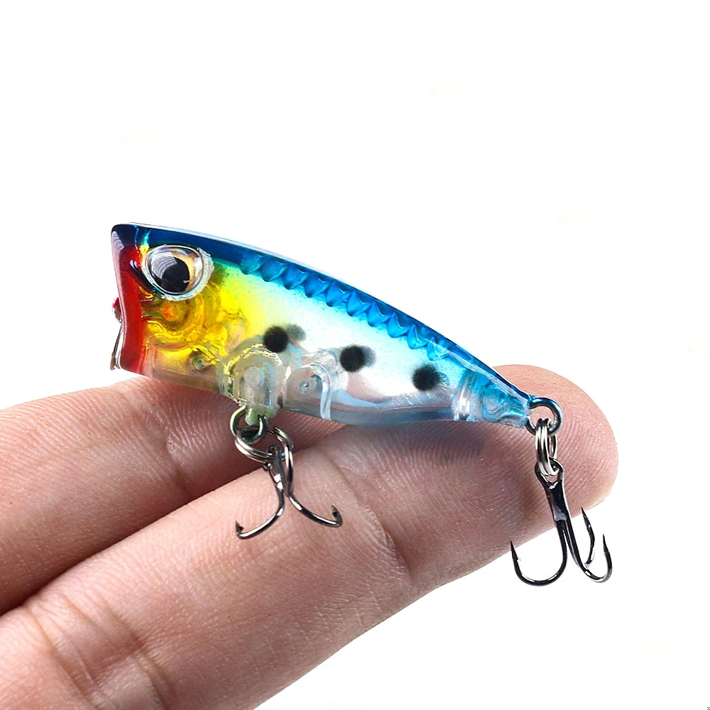 

Fishing Lures Topwater Popper Bait 4CM-3.3G Hard Bait Artificial Wobblers Plastic Fishing Tackle with Hooks