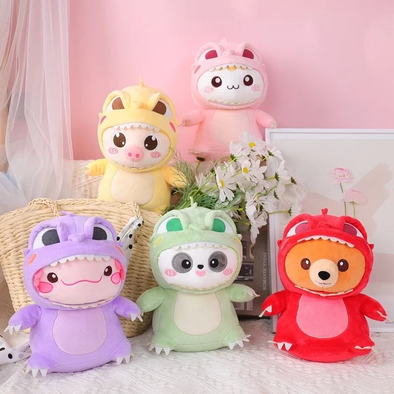 

Carton Godzillaed Dinosaur Animal Series Plush Doll Kawaii Combination Of Godzillaed And Pig Panda Cat Salamander Mole Kid Gift