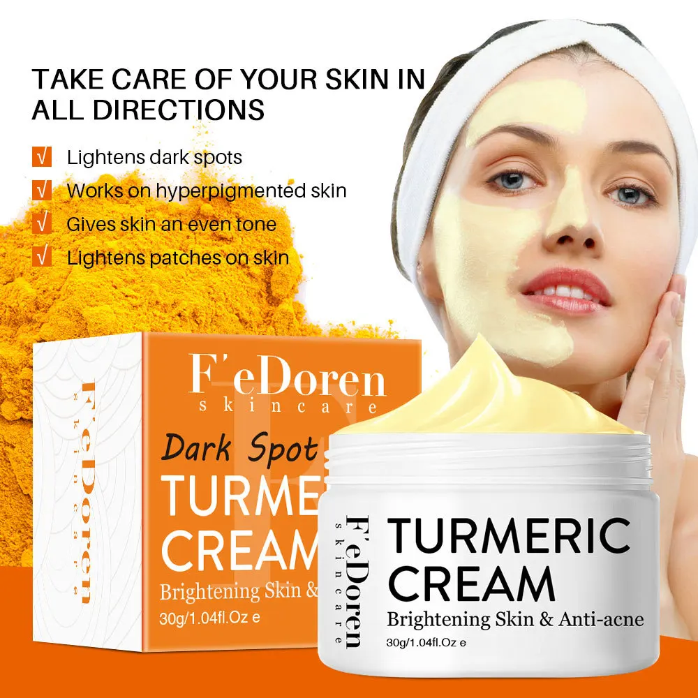 30g Turmeric Face Cream Brightening Pigmentation Corrector Hydration Deep Cleaning Remove Large Pores Freckle Dark Spots