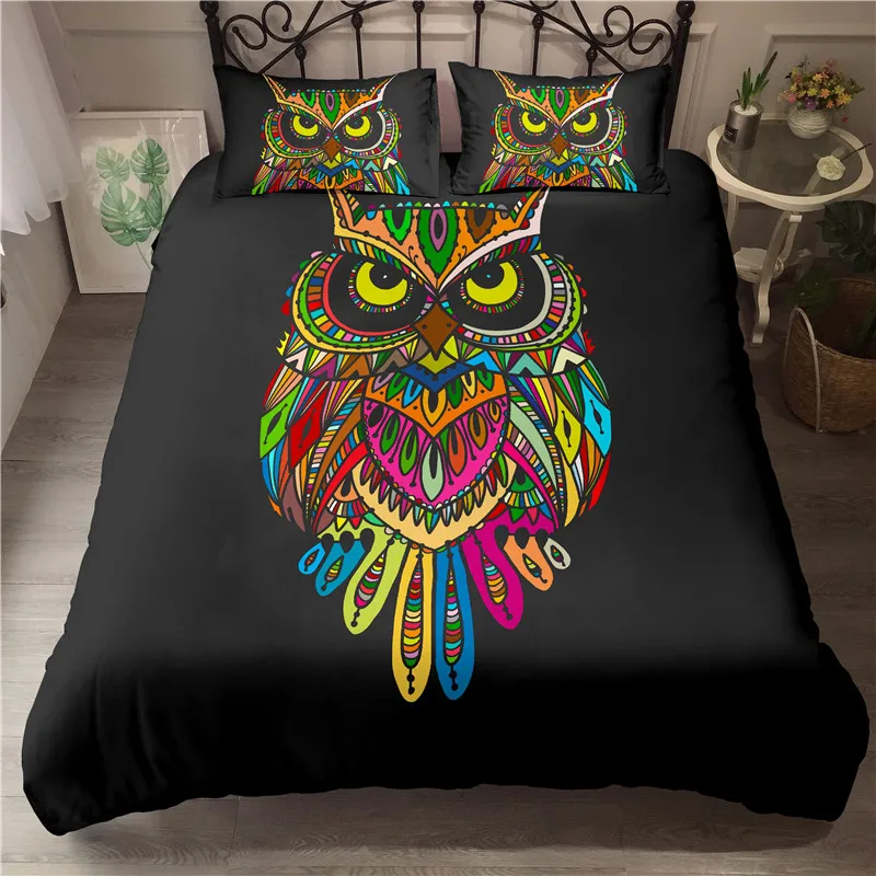 

Bedding Set Cool Fashion 3D Print Comforter Colorful Animal Owl Luxury Queen King Single Size Duvet Cover Set Home Textile Decor