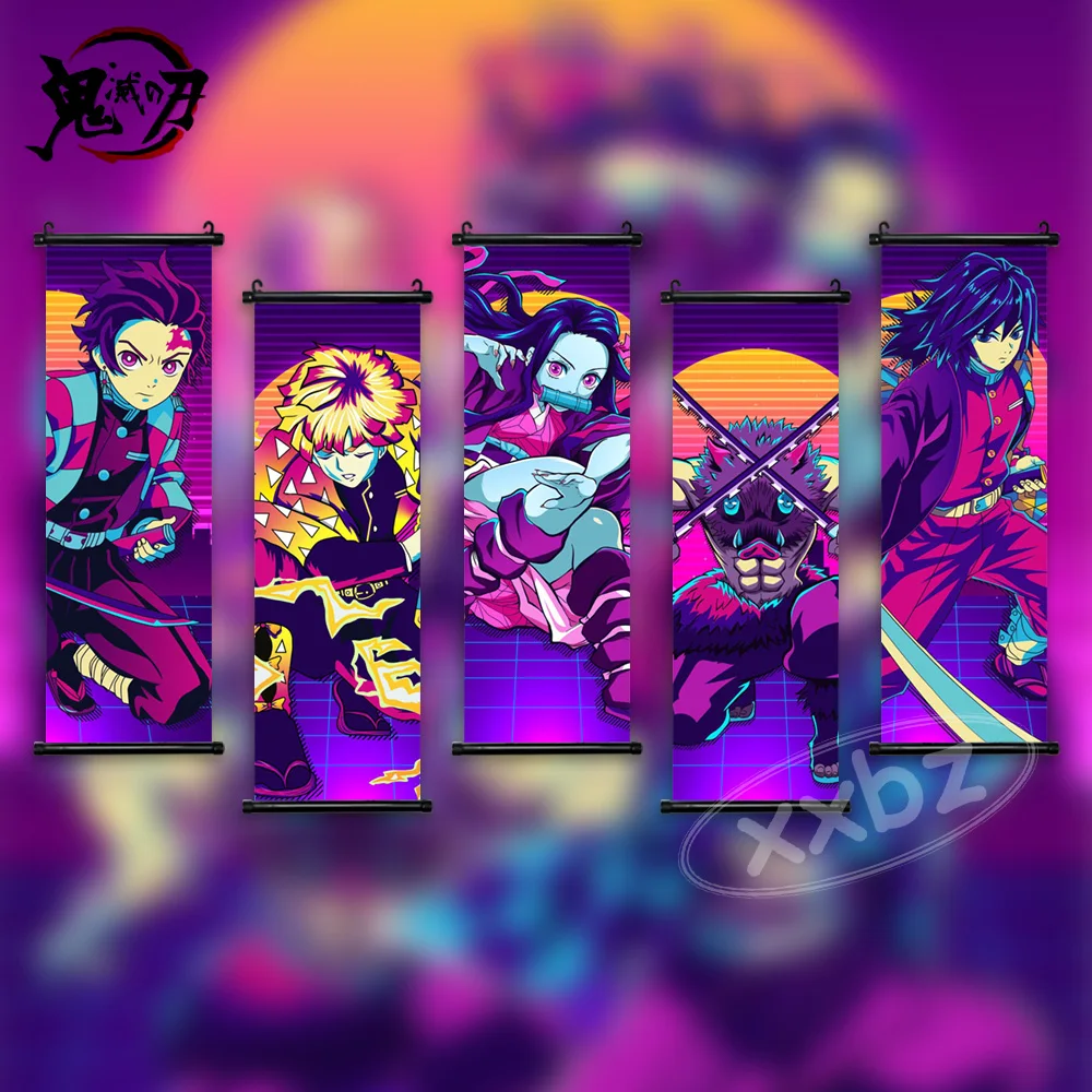 

Demon Slayer Poster Home Decor Prints Wall Art Anime Uzui Tengen Canvas Pictures Kibutsuji Muzan Scroll Hanging Painting Room
