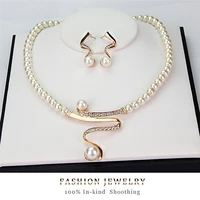 3pcsset women bridal elegant wedding party pearl rhinestone necklace earrings jewelry set new fashion