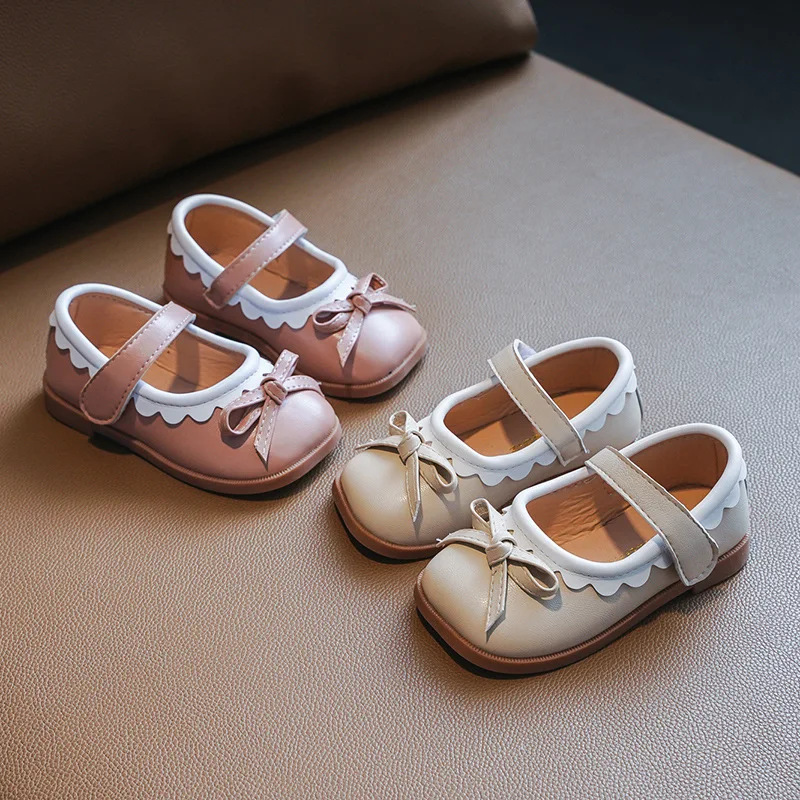 

2022 красивая детская обувь с бантом-бабочкой для девочек, новая осенняя Милая кожаная обувь принцессы с каймой для свадьбы, вечеринки, детска...