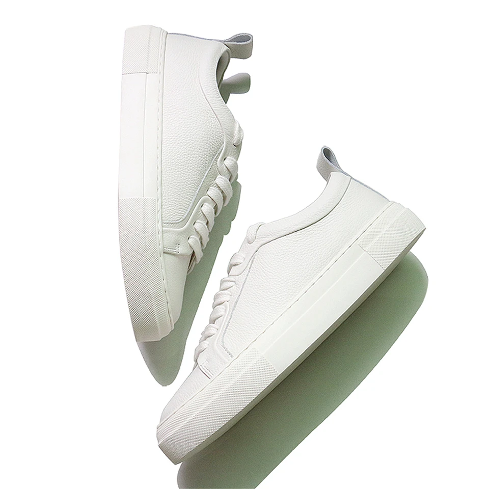 Women's Vulcanize Shoes 2023 Classic Solid Color Genuine Leather Vulcanized Shoes Woman Casual White Shoes Female Flat Sneakers
