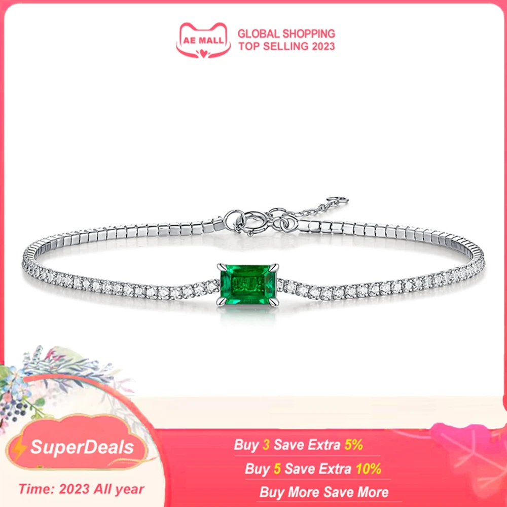 

IsRabbit 18K Gold Plated Lab Grown Emerald Muzo Green Sapphire Tennis Bracelets 925 Sterling Silver Luxury Jewelry Drop Shipping