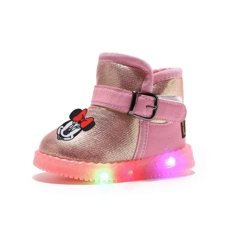 Детские теплые ботинки для снега с мультяшным принтом мышки короткие мальчиков и