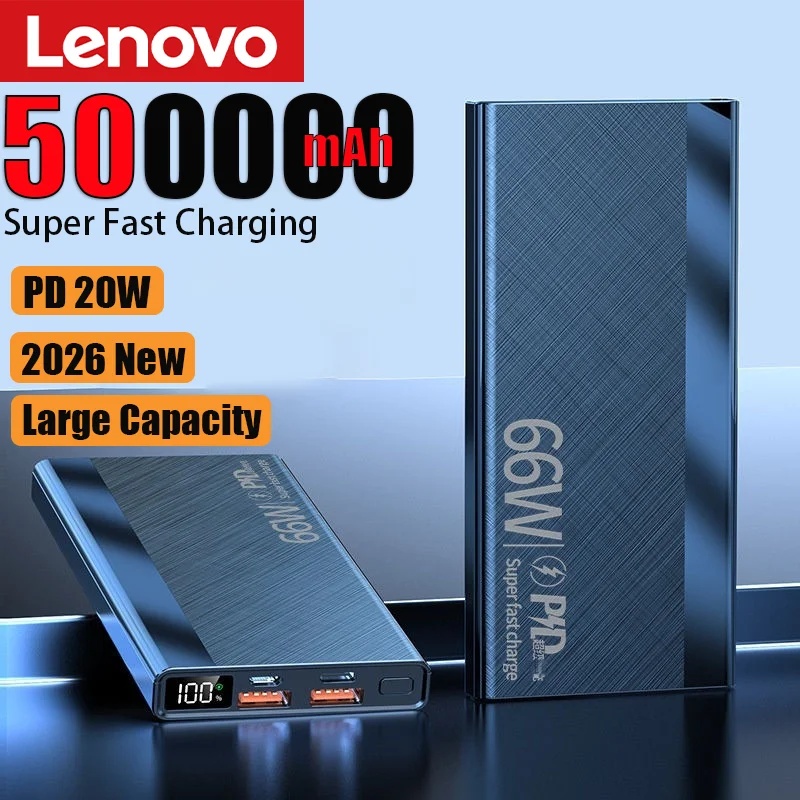 Фото Новый портативный внешний аккумулятор (Power Bank) 66 Вт, ёмкость 500000 мАч, сверхбыстрая зарядка, LED-дисплей, для iPhone и Samsung №1