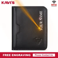 2022 new genuine leather rfid wallets for men vintage thin short multi function id credit card holder money bag name engraving