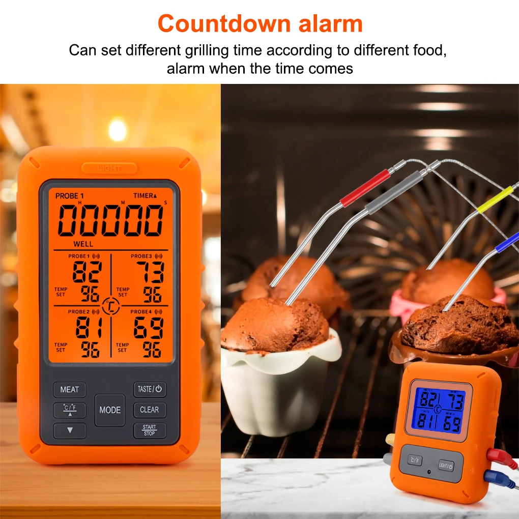 

Цифровой термометр для приготовления пищи, водонепроницаемый беспроводной измеритель температуры для цыплят и говядины, гриля, жарки