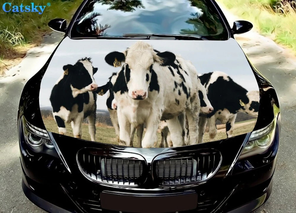 

Оригинальная корова, яркое украшение для капота автомобиля, защитная крышка капота, Виниловая наклейка для автомобиля, цветная наклейка на ...