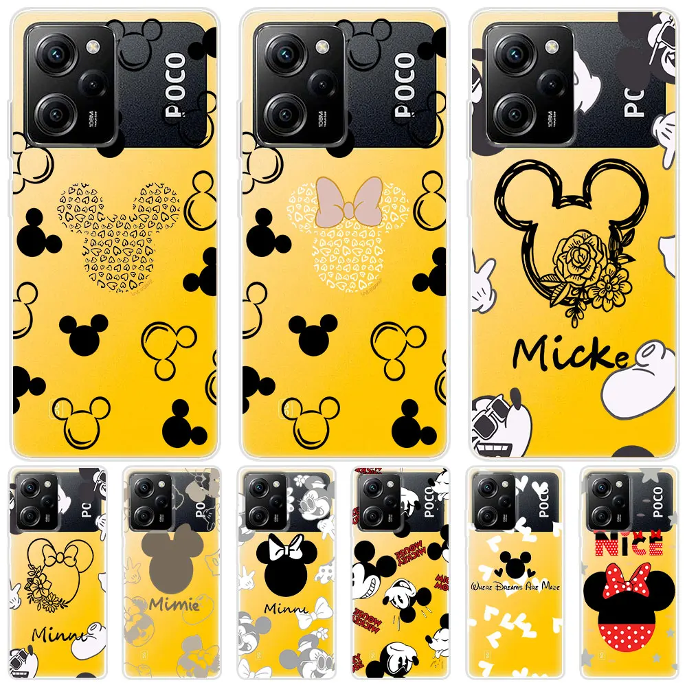 

Mickey Minnie Logo Couple Coque for Xiaomi Poco X5 X4 Pro M5s Case F3 M5 Pocophone F1 X3 X4 GT M4 F2 Transparent Silicone Cover