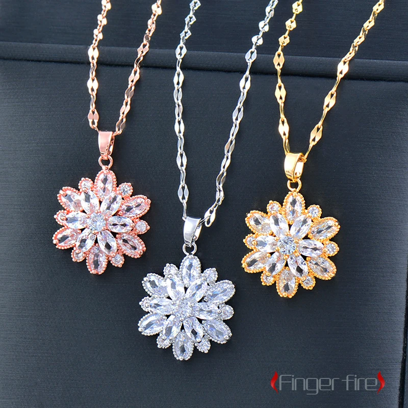 

Exquisite Gold Plated Snowflake Pattern Women Necklace Anniversary Gift Beach Party Jewelry Quality of Life Work Noble