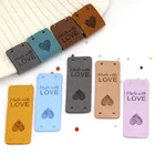Кожаная этикетка ручной работы с надписью Love для шапок, 20 шт., вязаная этикетка ручной работы, декоративная одежда, подарки, сумки, аксессуары для шитья