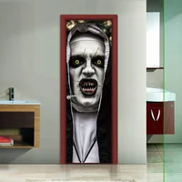 2Pcs/set Halloween Horror Nun Zombie Witch Creative 3D Door Stickers Personality Home Party Decoration Wall Renovation Stickers