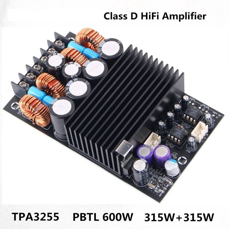

Улучшенная версия 2023 TPA3255 2,0 PBTL 600W DC19-40V 315W + 315W стерео класс D, цифровая плата усилителя HiFi высокой мощности