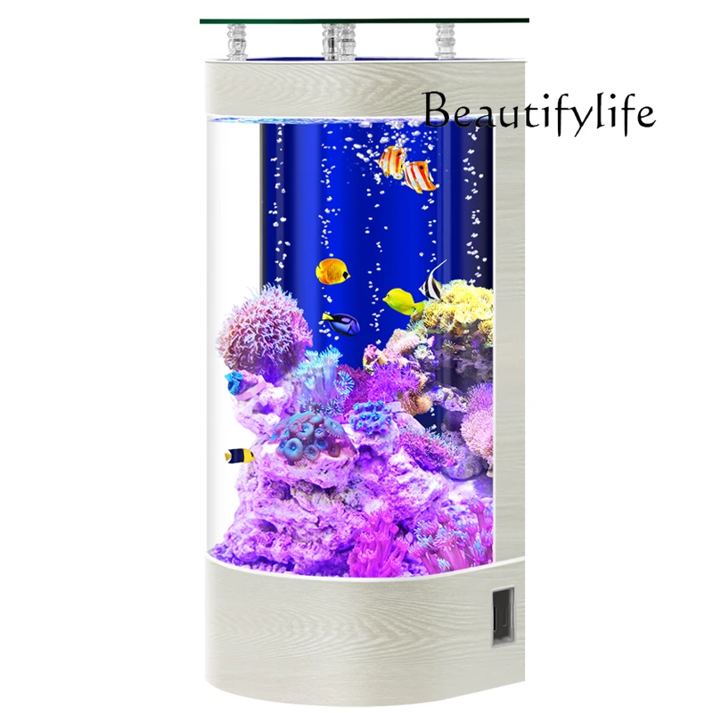 Полуцилиндрический аквариум для гостиной небольшой задний фильтр пол новое