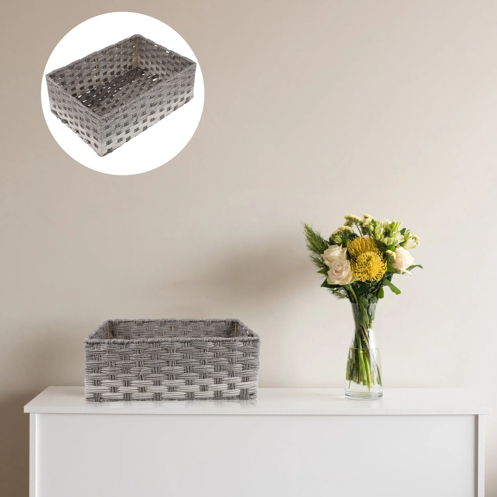 

Корзина для хранения, корзины, плетеная корзина для морских водорослей, органайзер, Ротанговые корзины, плетеные прямоугольные пластиковые рабочие корзины для фруктов, белья, хлеба