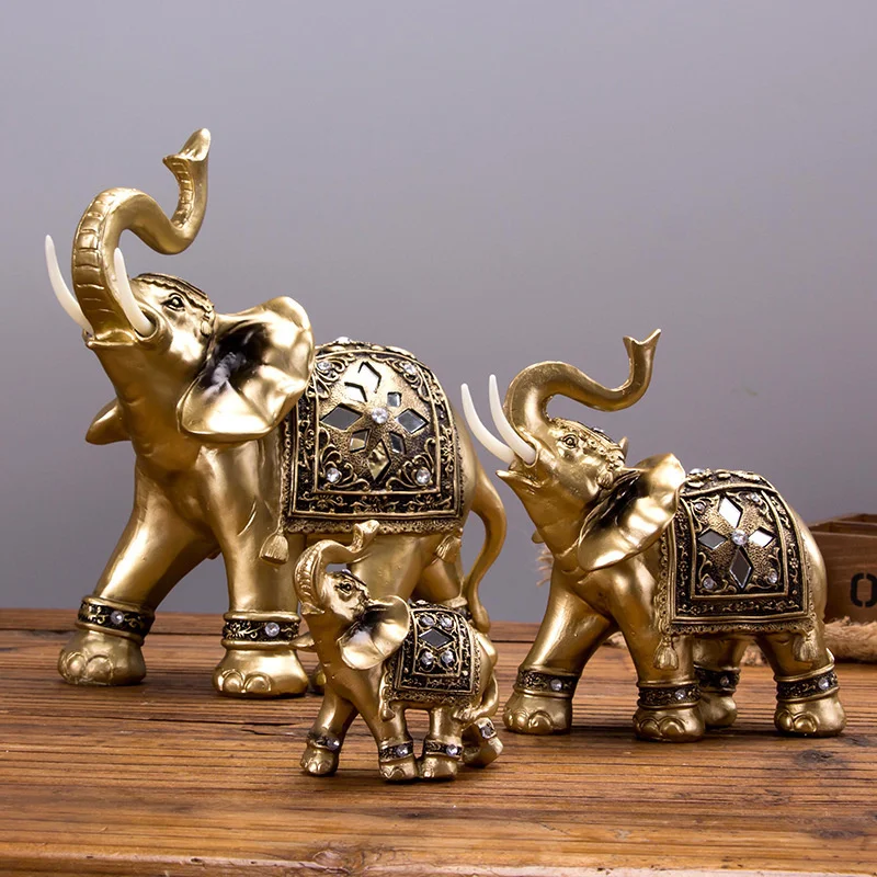 

Fortune elephant ornaments European home decorations living room porch wine cabinet furnishings auspicious Golden Elephant resin