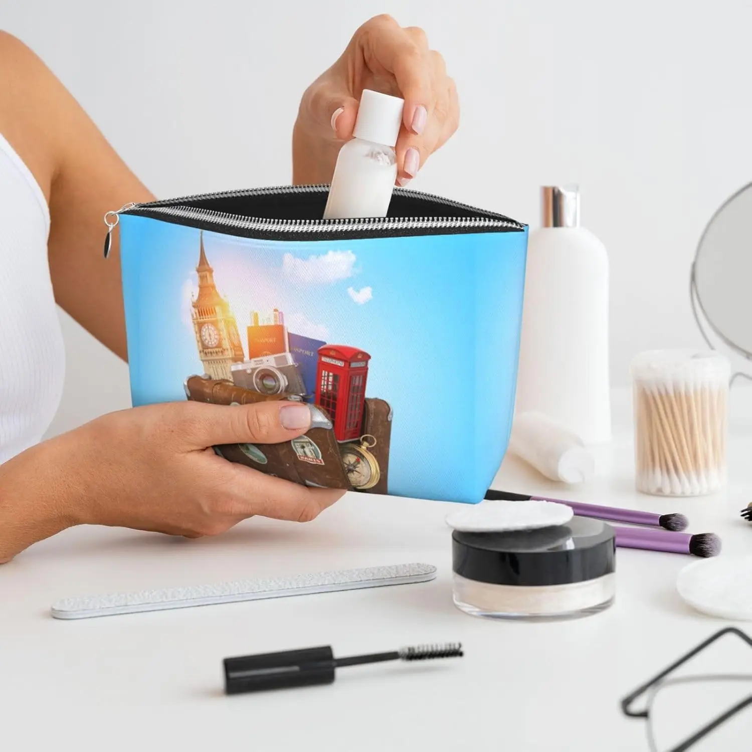 Косметичка Trip to London женские дорожные туалетные принадлежности кожаная