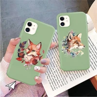 cartoon fox phone case for iphone 11 12 13 mini pro xs max 8 7 6 6s plus x xr solid candy color case