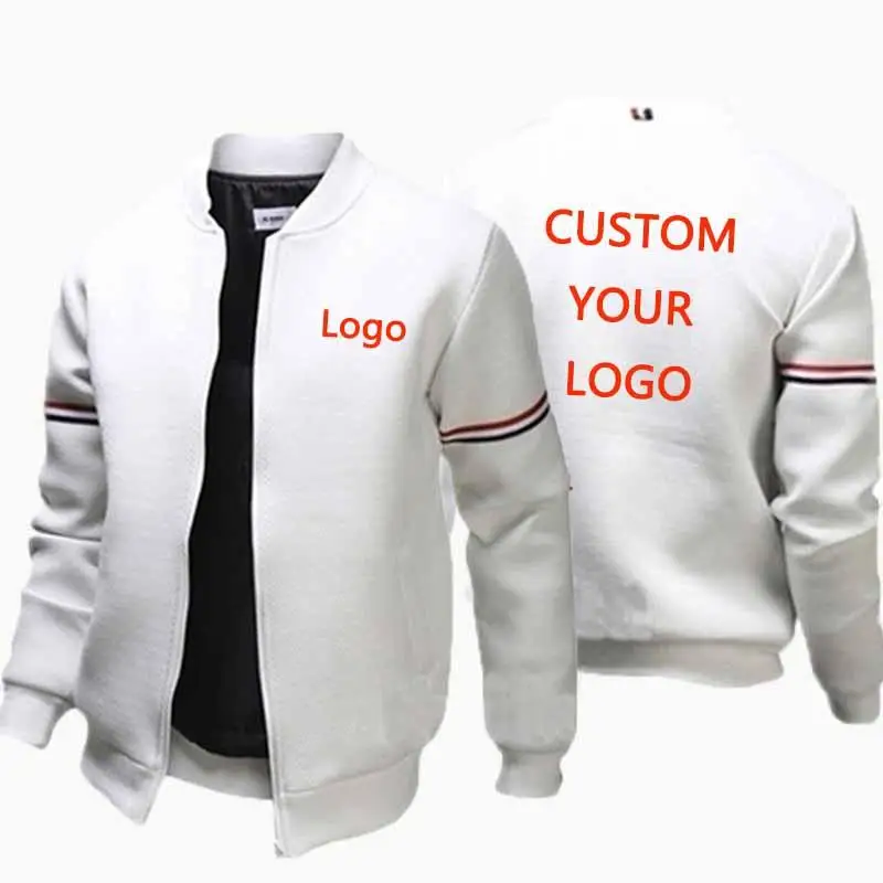 Custom Logo Men Hoodies Jacket Autumn Long Sleeve Casual Sport Zip Cardigan Coat Pullover Sweatshirts Dropshipping Wholesale