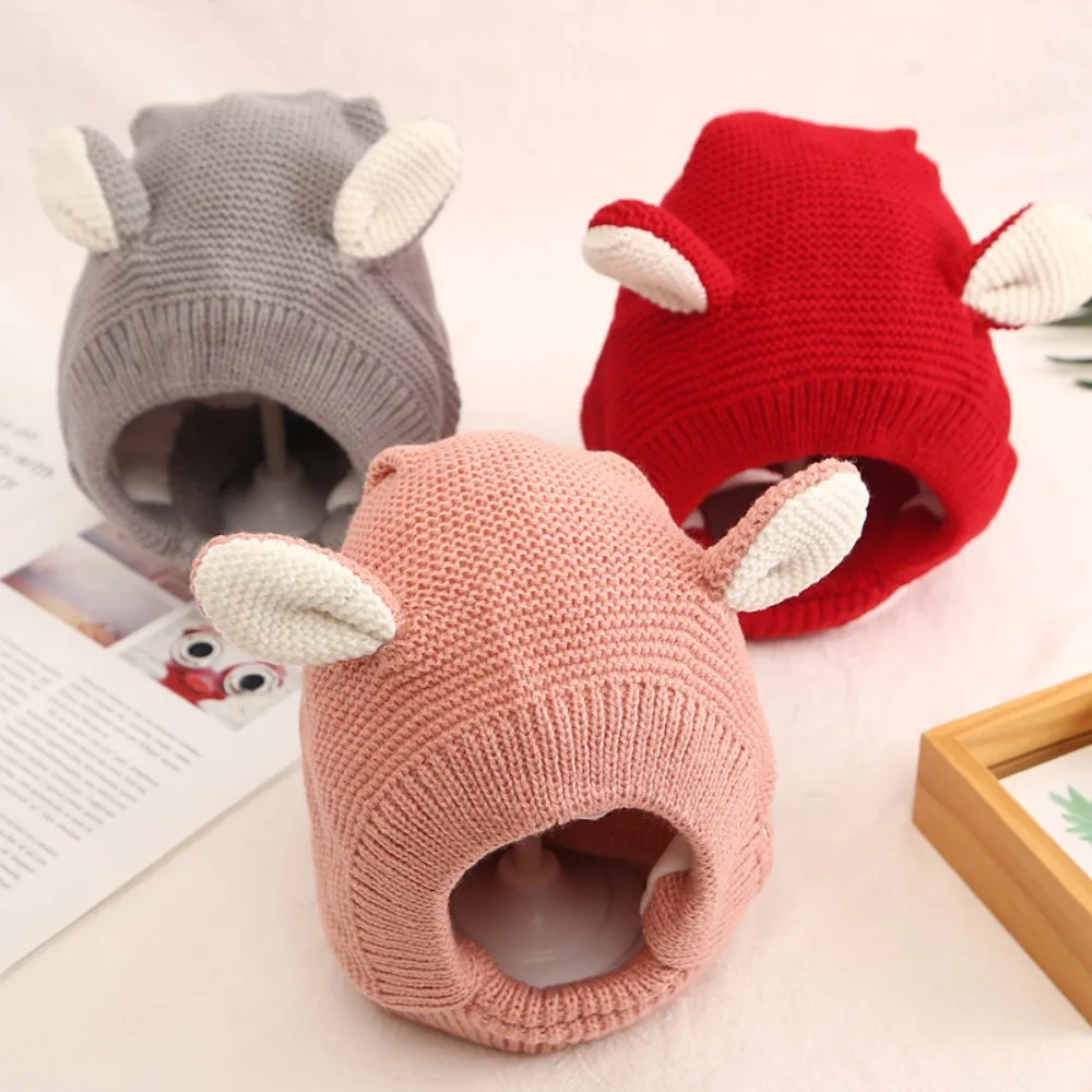 

Kids Infant Ears Knit Hats Winter Warm Cute Pet Cap Thicken Hats Baby Hat Girls Bonnet