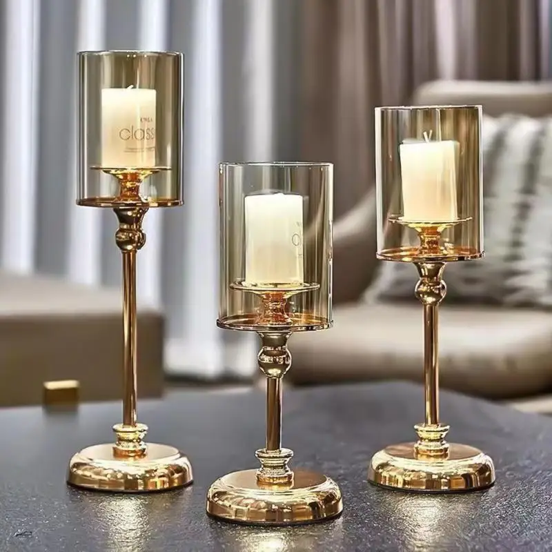 Luxury Candlestick European Golden Candle Holder Aromatherapy Candle Cup Home Decoration For Wedding Bar Party Table Ornaments