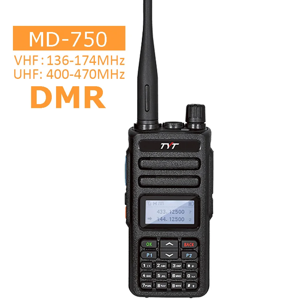 TYT MD-750  DMR Radio Walkie Talkie 5W VHF UHF Two Way Radio FM Transceiver CTCSS/DCS DTMF Dual Time Slot